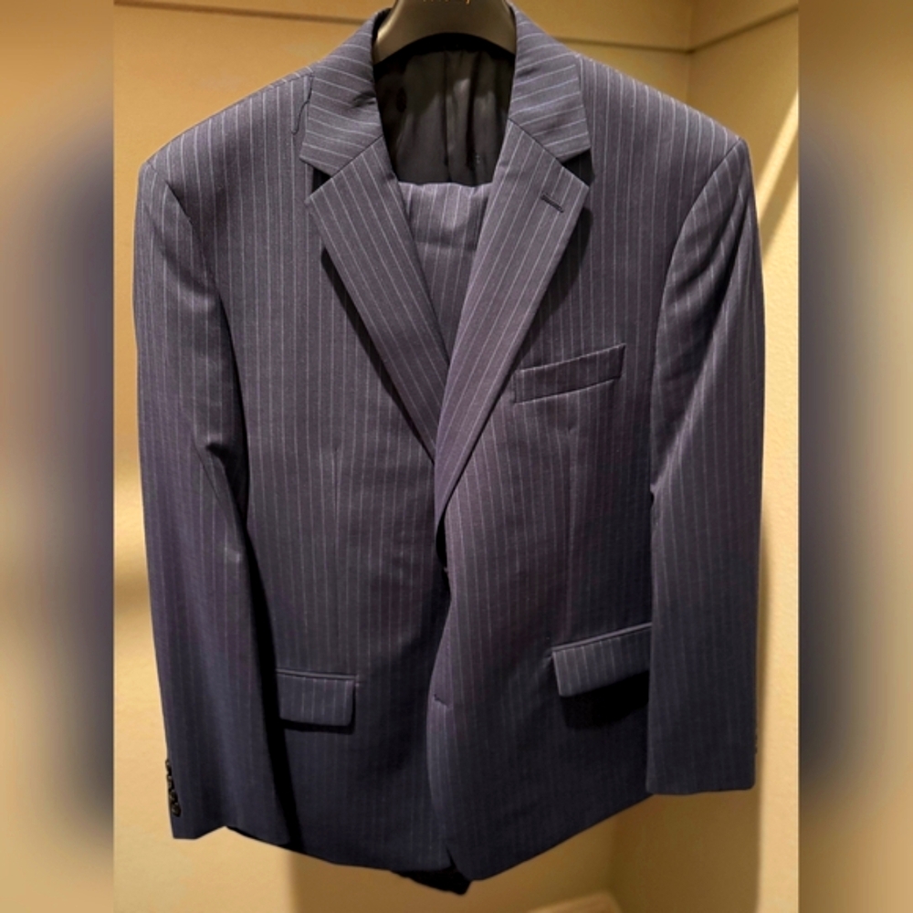 Ralph Lauren Light Navy Pinstripe Suit With Pants